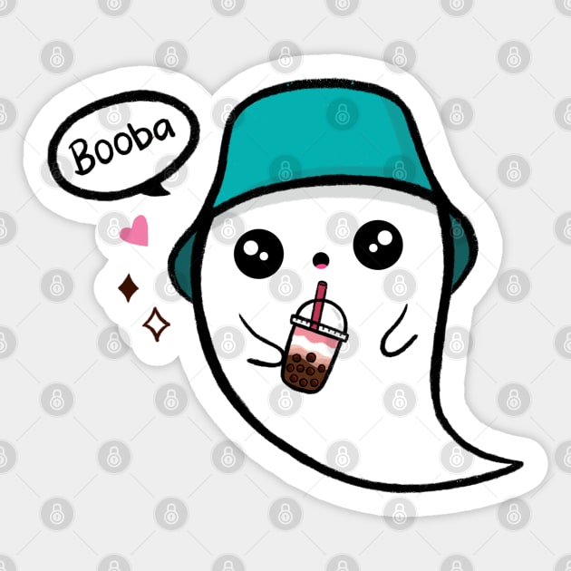 Cute Ghost Drinking Boba Milk Tea Sticker by lisanisafazrin